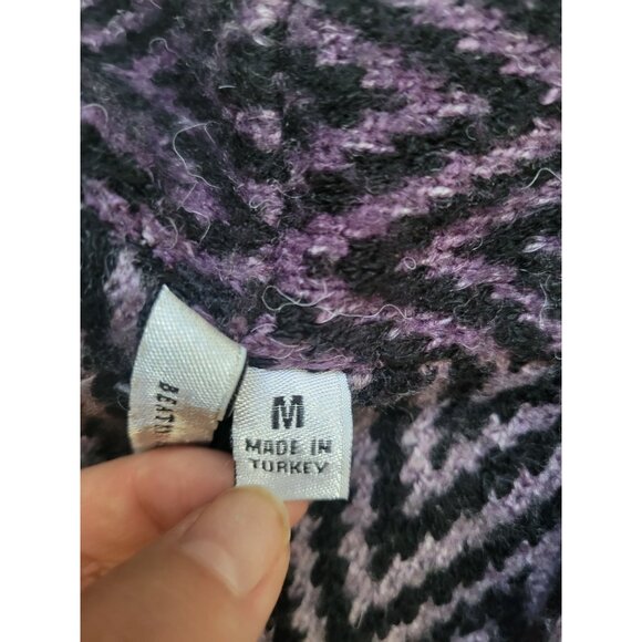 Beatrix Mohair Long Sleeve Diamond Pattern Purple Cardigan Size M Office Wear - Picture 6 of 9